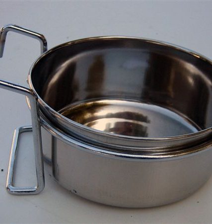 RVS bakje 12 cm met ophanghaak