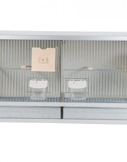 Aluminium broedkooi met tropen nestkasten 100 cm breed 40 cm hoog