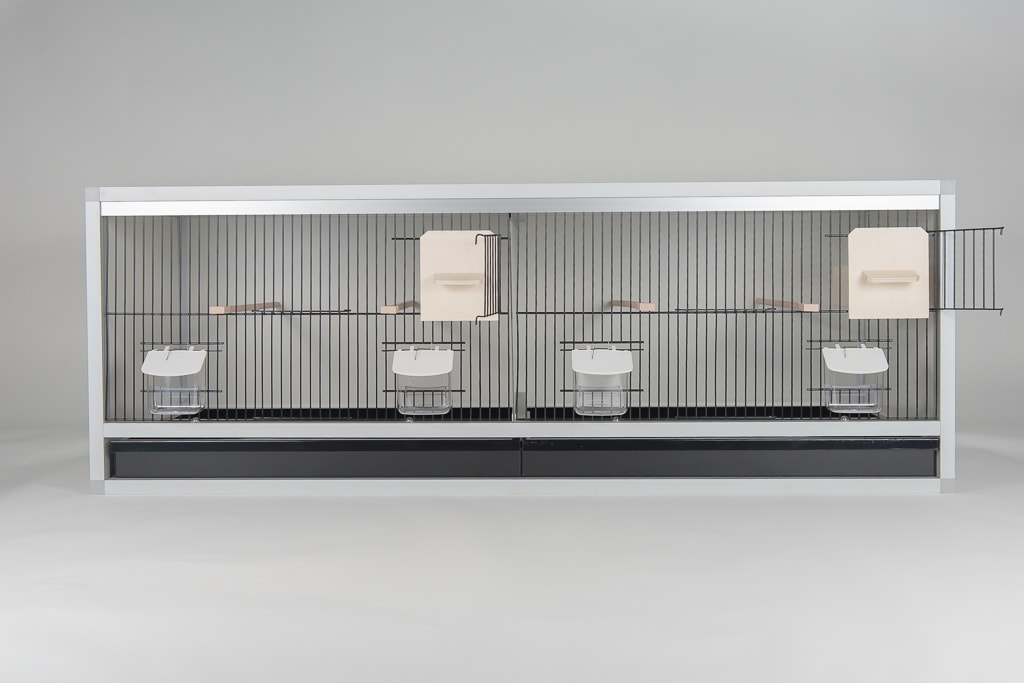 Aluminium broedkooi 120 cm met kanarienesten Aluminium broedkooi 120 cm met kanarienesten