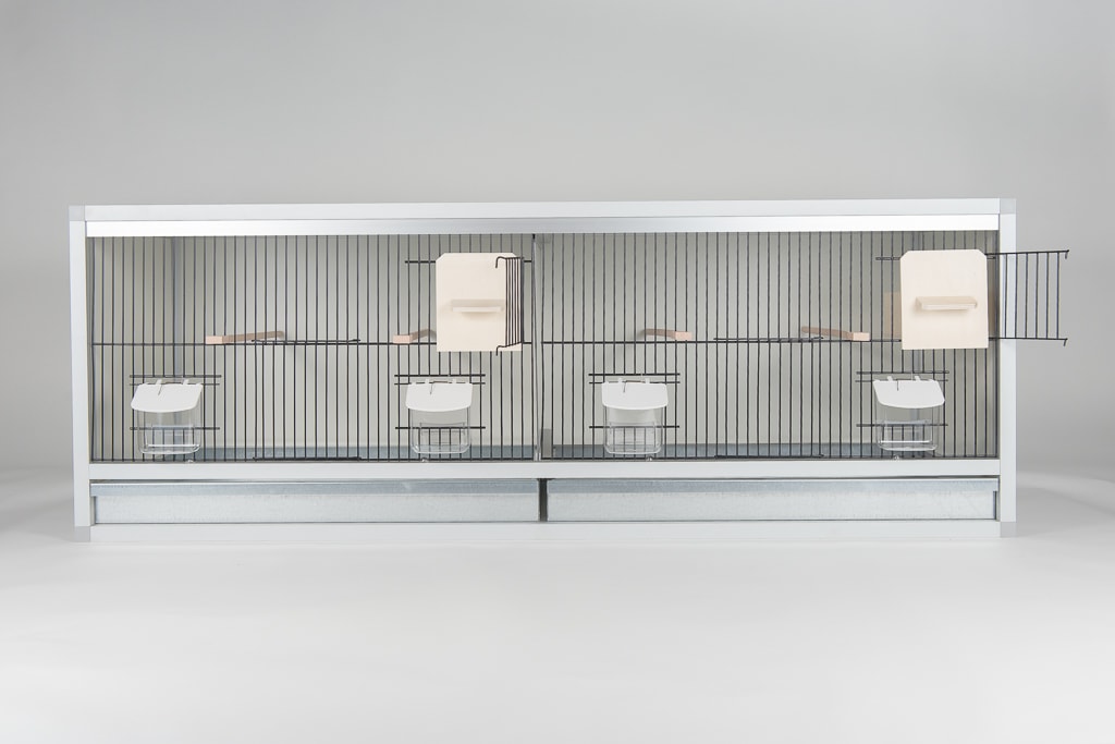 Aluminium broedkooi 120 cm met kanarienesten Aluminium broedkooi 120 cm met kanarienesten