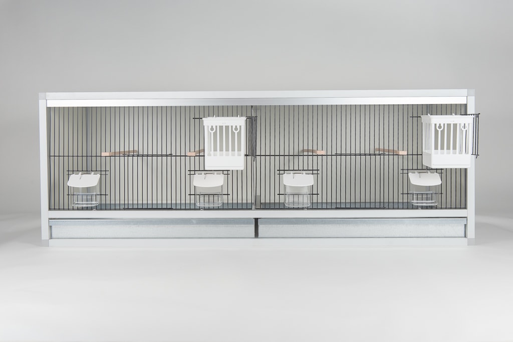 Aluminium broedkooi 100 cm met traliesnestkasten