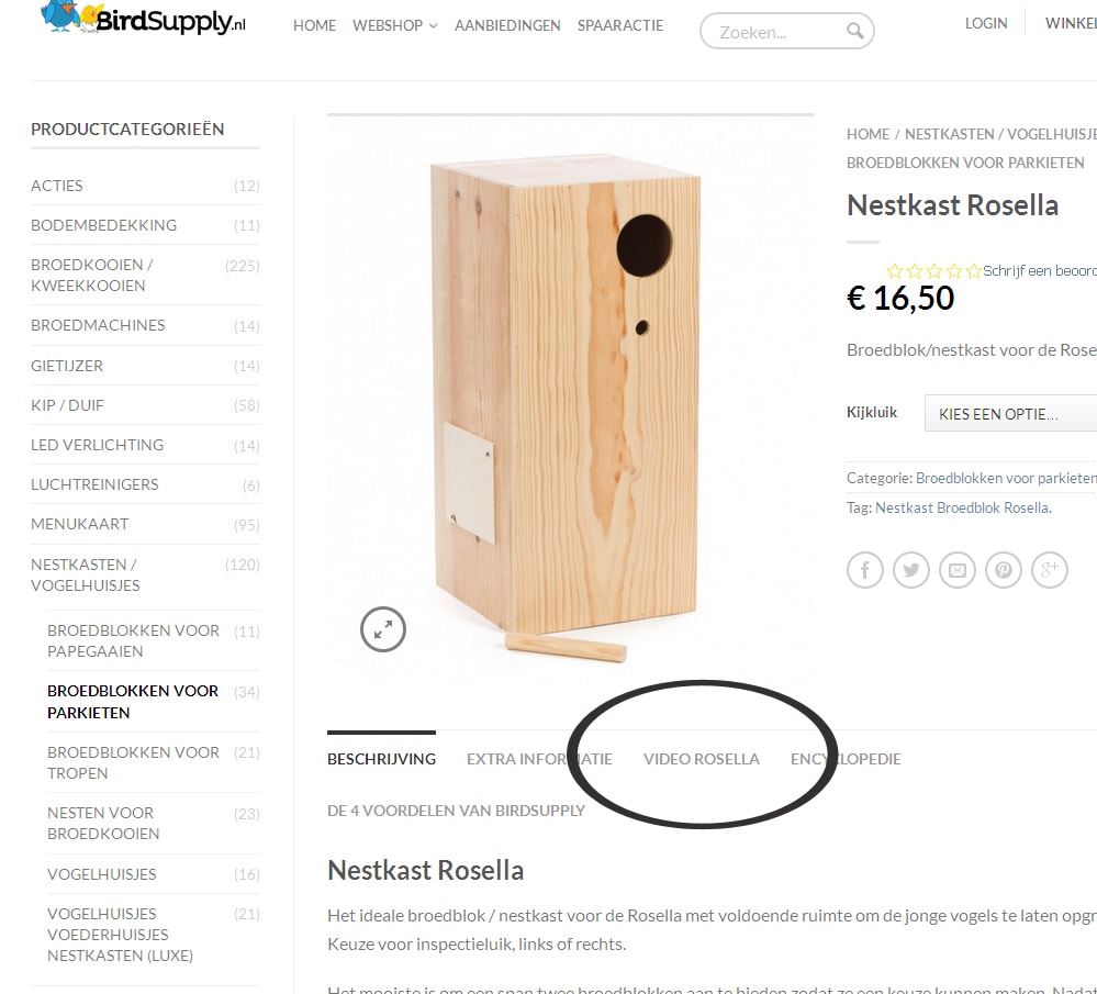 video nestkast Rosella