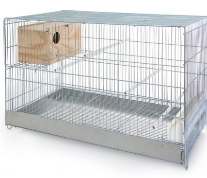 Italiaanse draadkooi met houten neskast