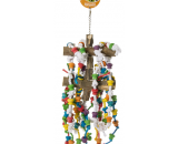 Houten zitstok met touwknopen