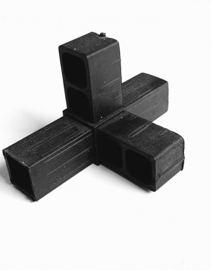 Verbindingsstuk volière 4-weg hoek zwart