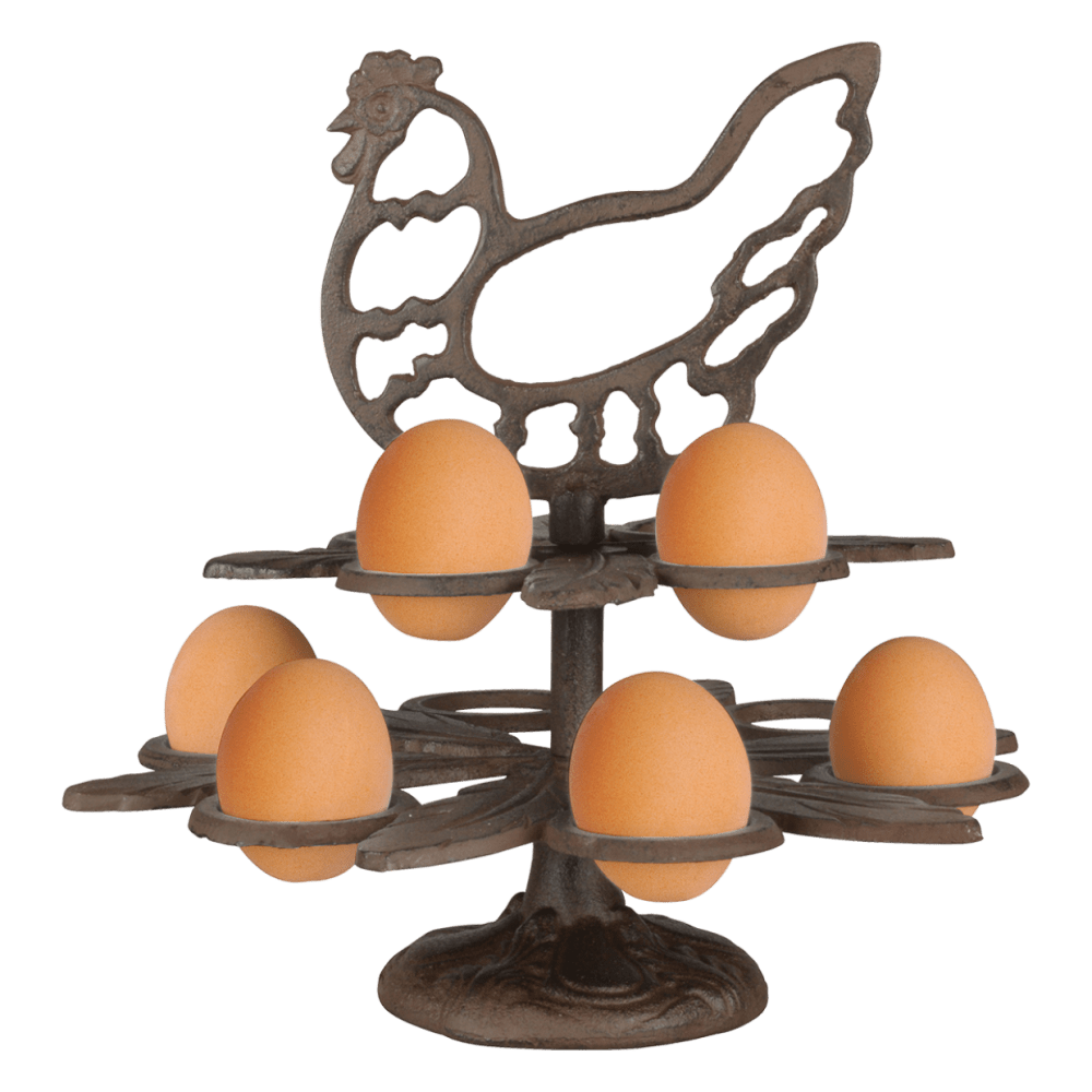 Gietijzeren eierrek kip geschikt voor 10 eieren Gietijzeren eierrek kip geschikt voor 10 eieren