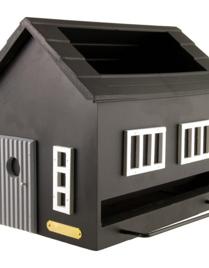 Vogelvoederhuisje met bad zwart